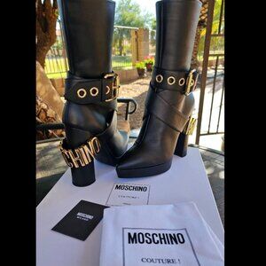 MOSCHINO buckle-detail 140mm boots